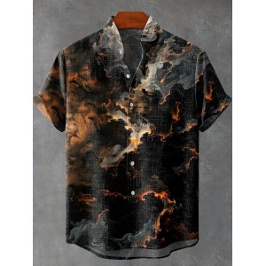 Vintage Smoke Art Print Casual 100% Cotton Shirt