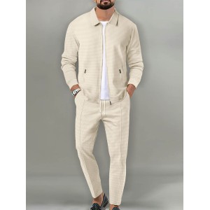 Men's Casual Cotton Linen Short Sleeve Pants Two-Piece Set