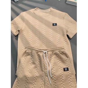 Men's Summer Solid Color Jacquard Casual Short Sleeve Shorts Suit