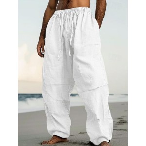 Men's Casual Beach Cotton Straight Pants
