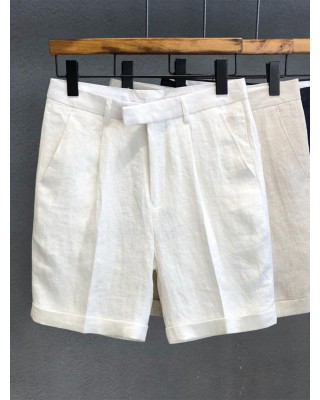 Men's Casual Linen Cropped Suit Pants