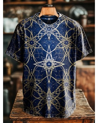 Retro Ethnic Abstract Pattern Art Print T-shirt