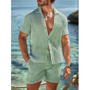 Men's Casual Knitted Shirt Suit