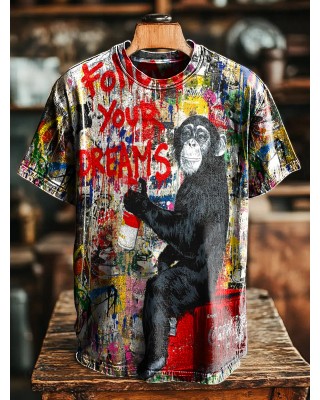 Monkey Doodle Decorative Pattern T-shirt