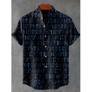 Viking Rune Legacy Print Casual 100% Cotton Shirt