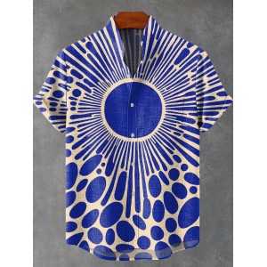 Vintage Modern Geometric Art Print Casual 100% Cotton Shirt
