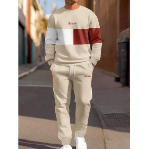 Men's Abstract Art Print Casual Long Sleeve Suit