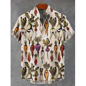 Sexy Radish Tattoo Flash Art Print Casual 100% Cotton Shirt