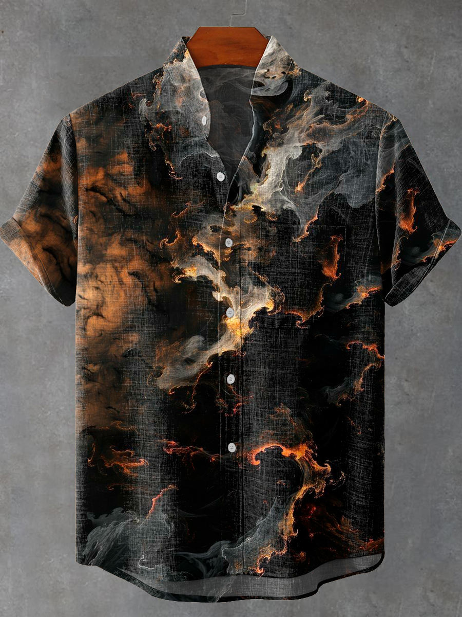 Vintage Smoke Art Print Casual 100% Cotton Shirt