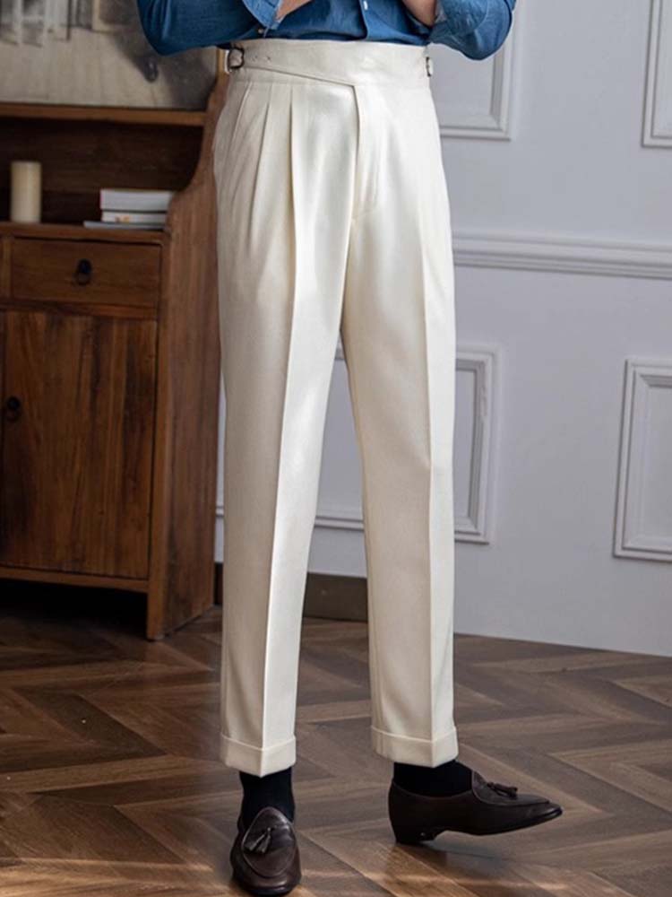 Old Money Style Double Reverse Pleated High Waist Gurkha Pants