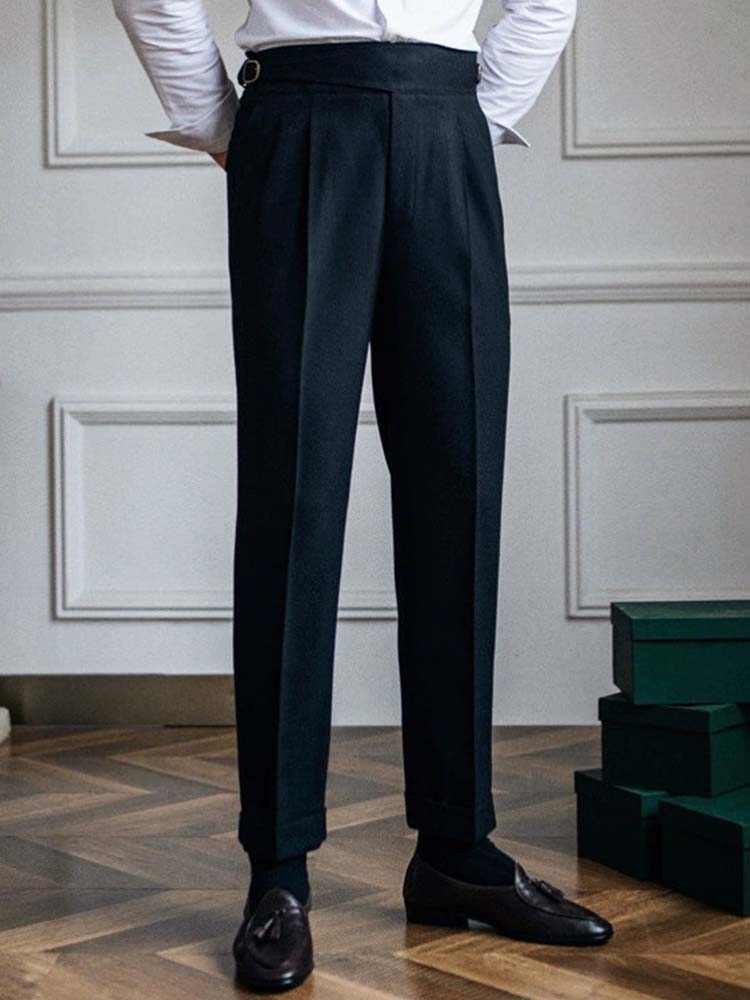 Old Money Style Double Reverse Pleated High Waist Gurkha Pants