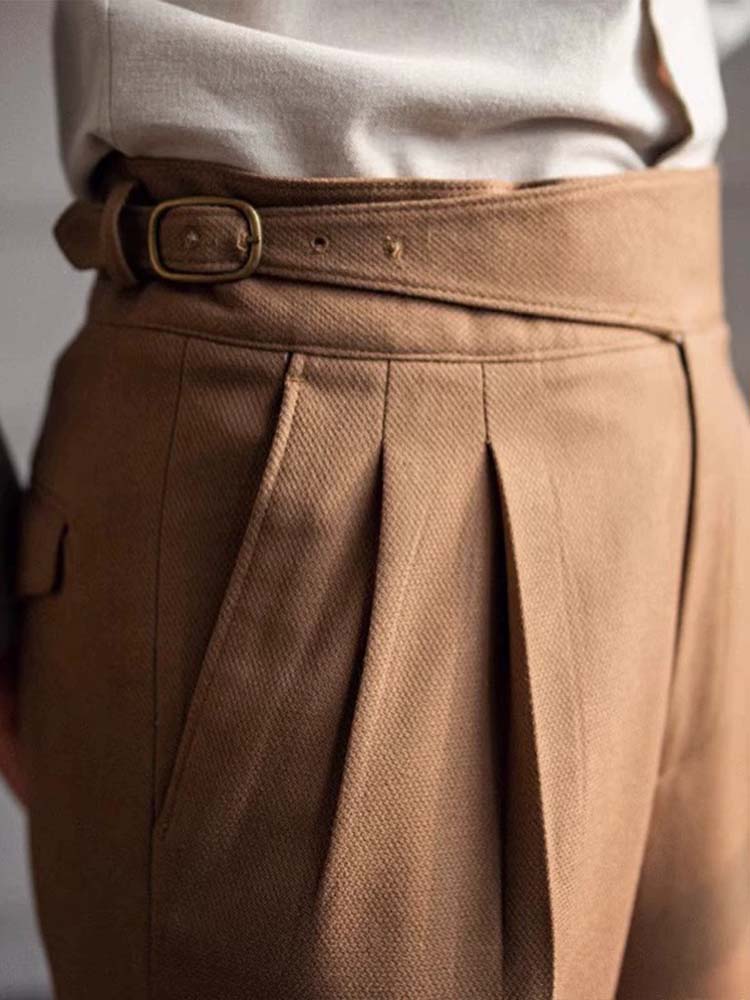 Old Money Style Double Reverse Pleated High Waist Gurkha Pants