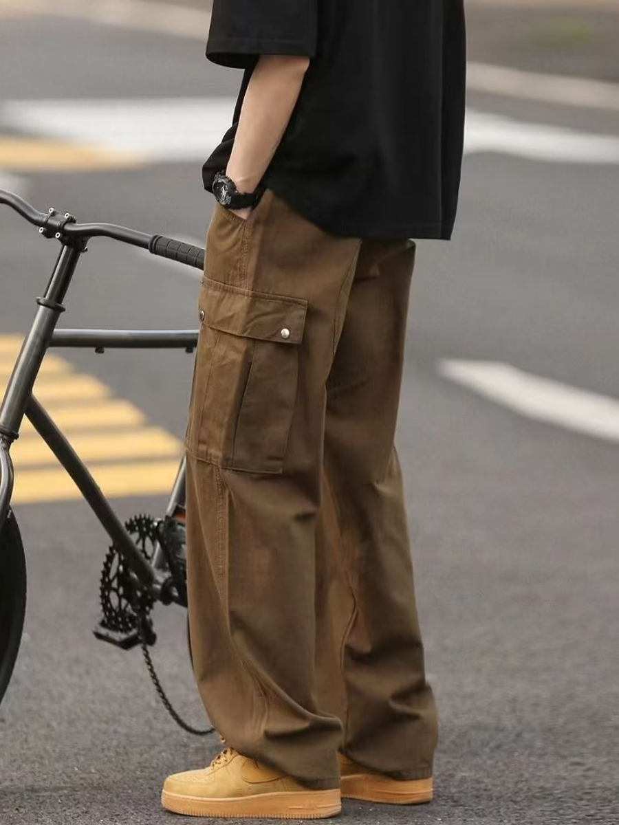 Cargo Loose-fitting Large Pocket Straight Pants