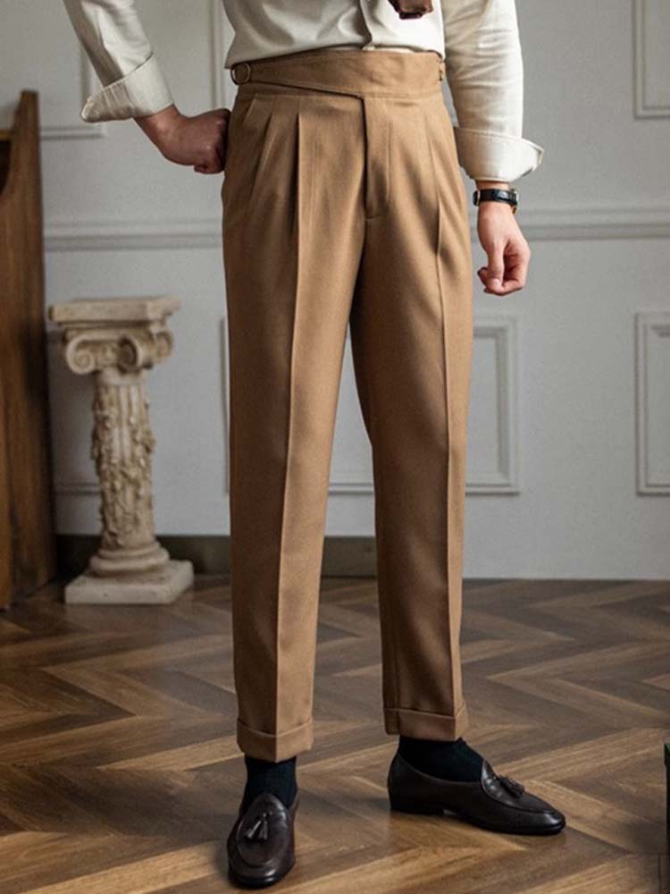 Old Money Style Double Reverse Pleated High Waist Gurkha Pants