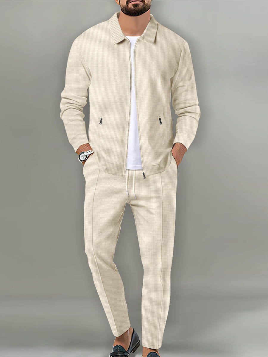 Men's Casual Cotton Linen Short Sleeve Pants Two-Piece Set