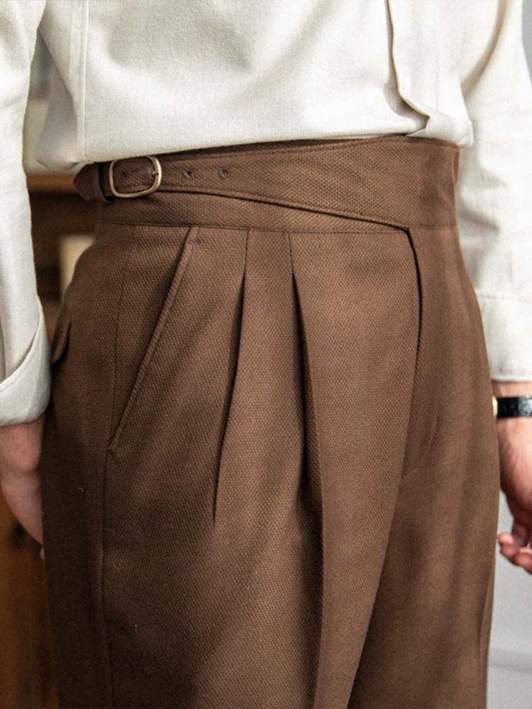 Old Money Style Double Reverse Pleated High Waist Gurkha Pants