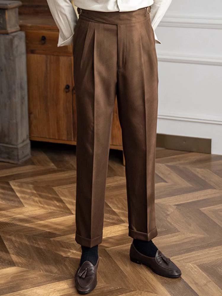 Old Money Style Double Reverse Pleated High Waist Gurkha Pants