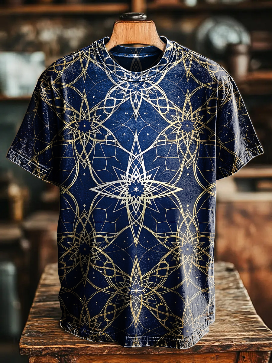 Retro Ethnic Abstract Pattern Art Print T-shirt