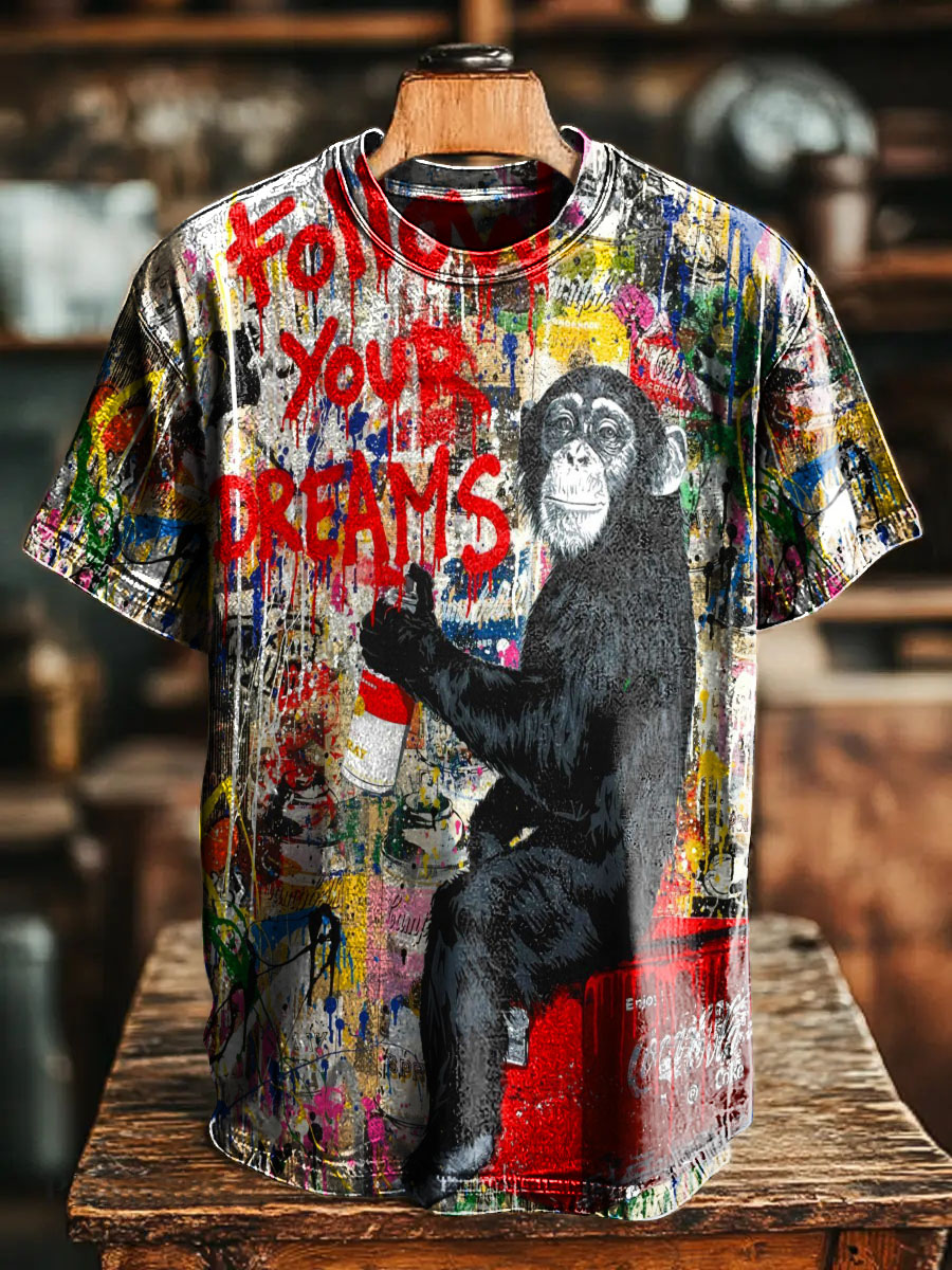 Monkey Doodle Decorative Pattern T-shirt