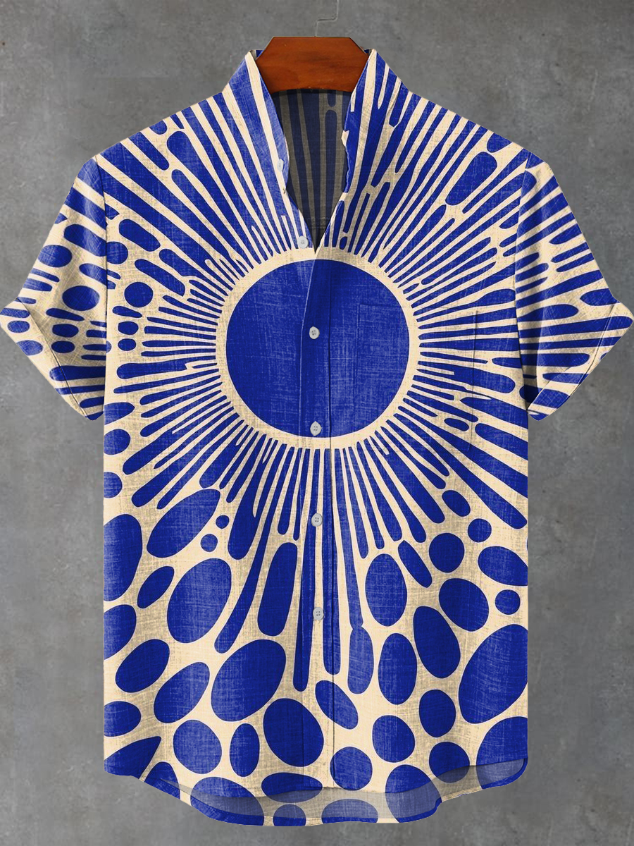 Vintage Modern Geometric Art Print Casual 100% Cotton Shirt