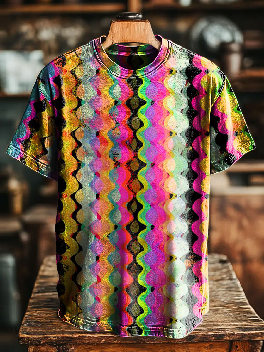 Vintage Color Pattern Pattern Print Casual Short Sleeve T-shirt
