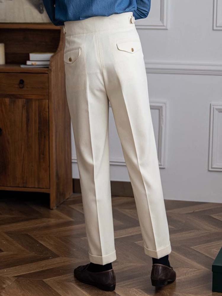 Old Money Style Double Reverse Pleated High Waist Gurkha Pants